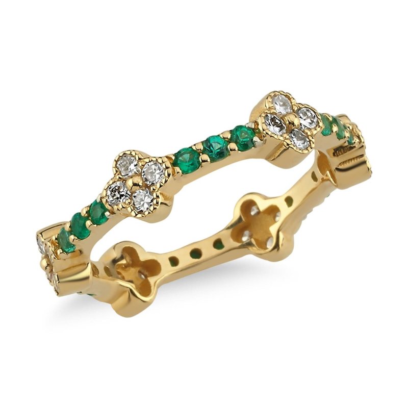 Zümrüt Sarmal Yüzük 0.22ct 14K Rose